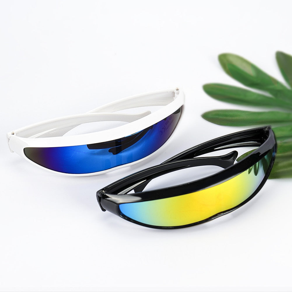 Futuristic Narrow Cyclops Visor Sunglasses Laser Eyeglasses UV400 Personality Mirrored Lens