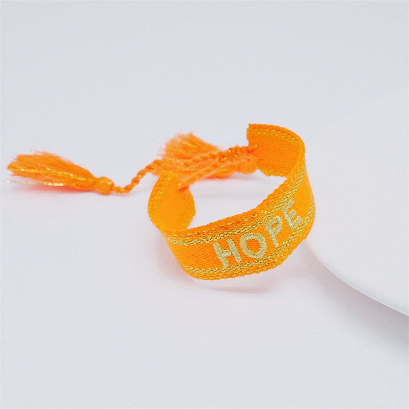 Bohemia Embroidery Letters Woven Tassel Bracele