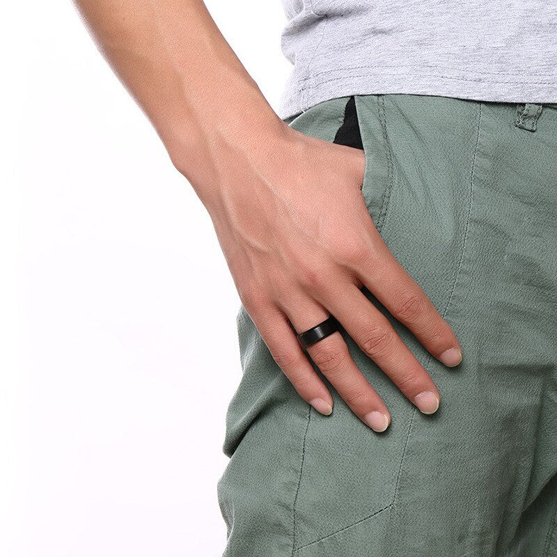 Fashion Charm Jewelry ring men stainless steel Black Ring