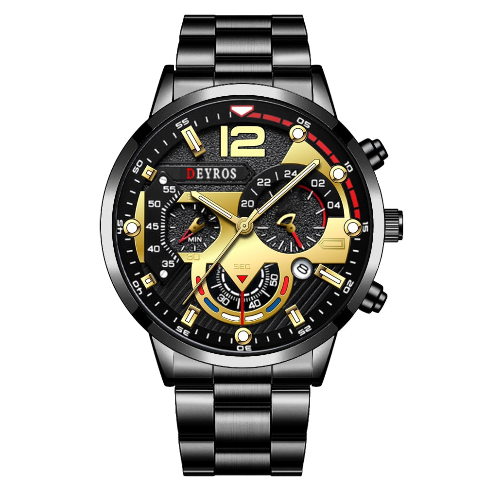 Luxury Stainless Steel Quartz Wristwatch