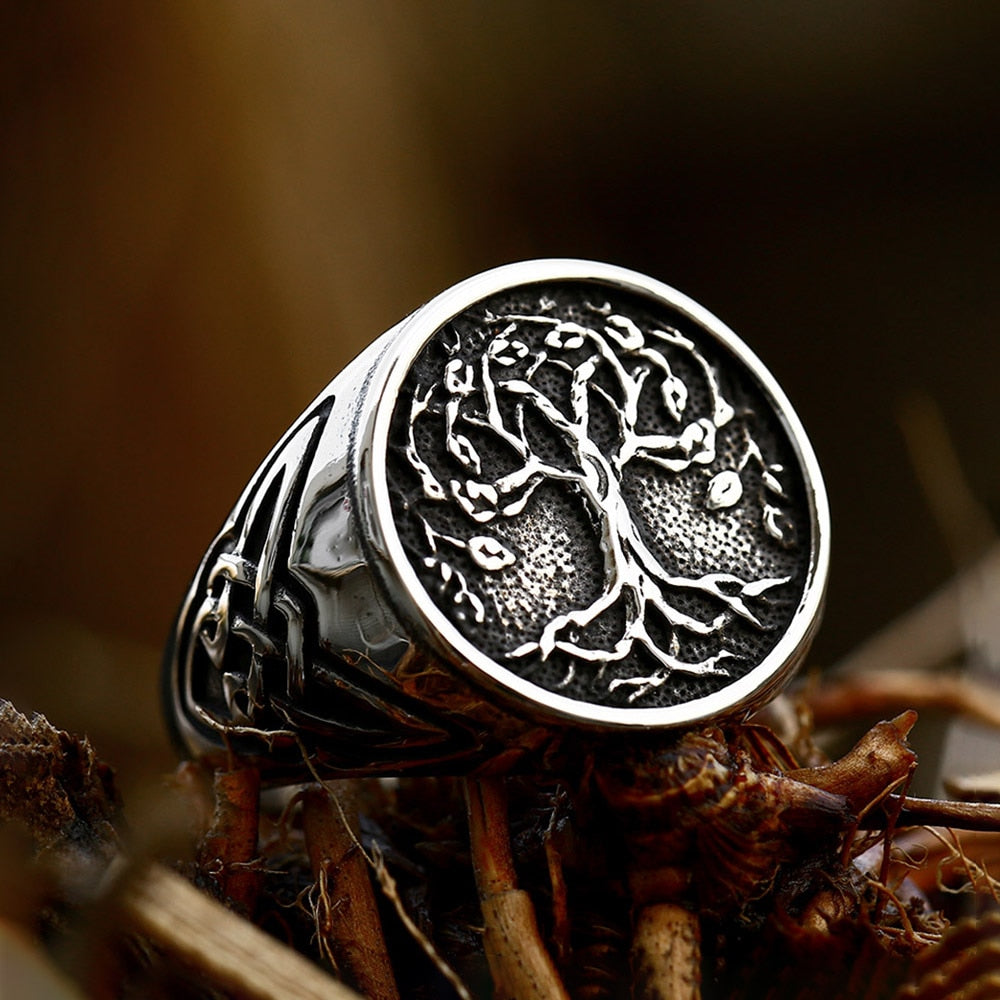 Vintage Viking Tree Of Life Nordic Mythology Stainless Steel Ring