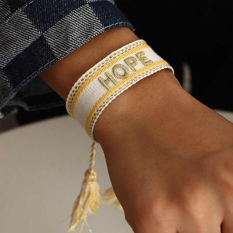 Bohemia Embroidery Letters Woven Tassel Bracele