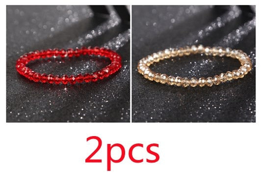 Fashion Shiny Stone Beads Elasticity Rope Strand Bracelet