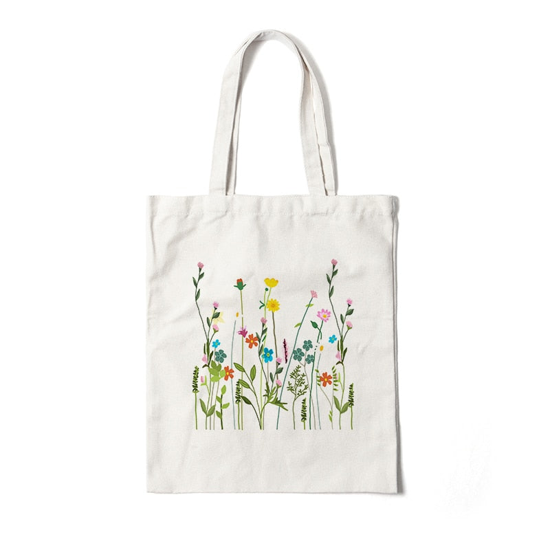 Floral Canvas Reusable Tote Bag