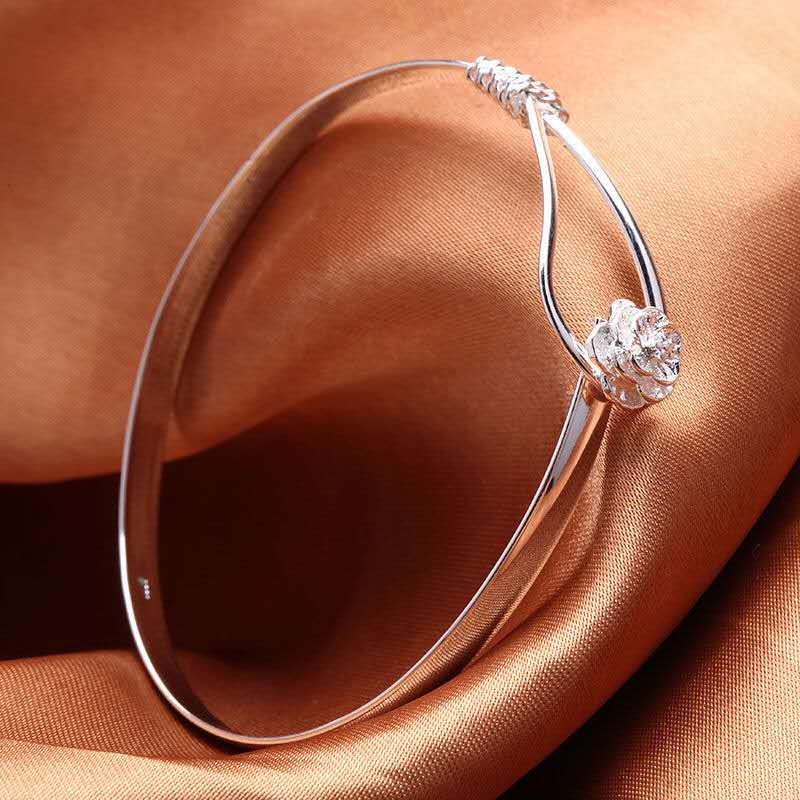 925 Sterling fine elegant flower Silver Bracelet