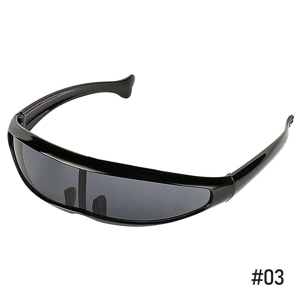 Futuristic Narrow Cyclops Visor Sunglasses Laser Eyeglasses UV400 Personality Mirrored Lens