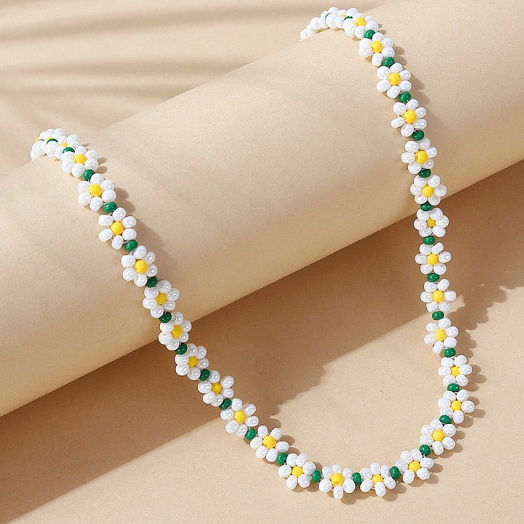 Salircon Trend Bohemia Rainbow Color Seed Beads Chain Choker Necklace