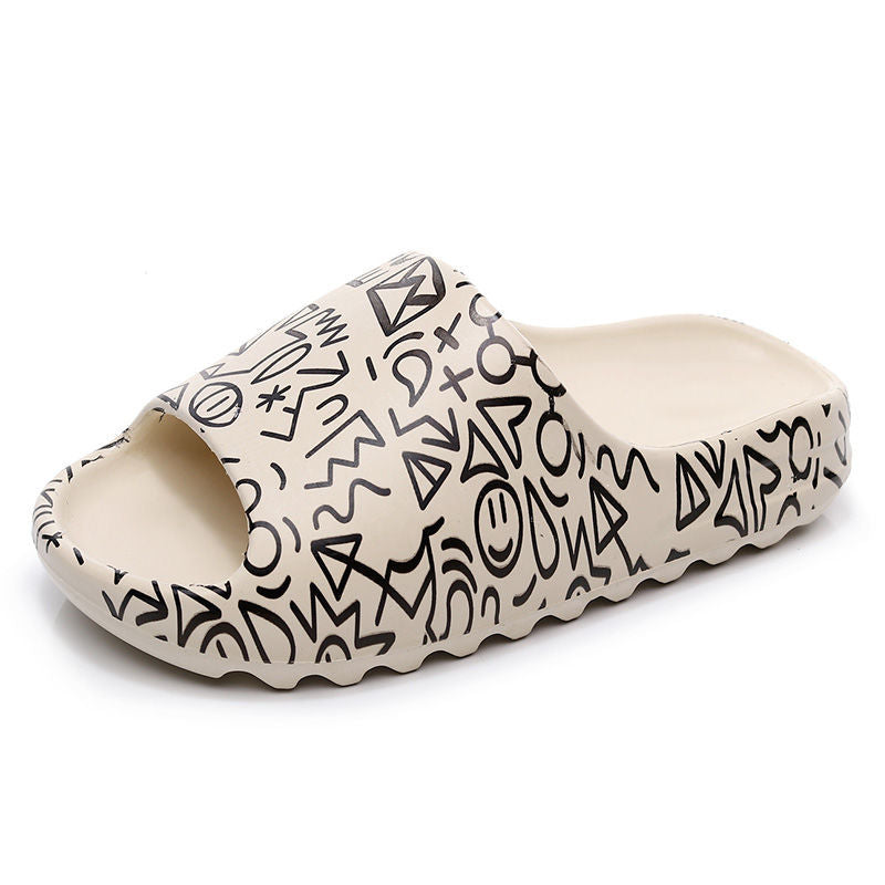 Thick Printed Graffiti Flip Flops Unisex