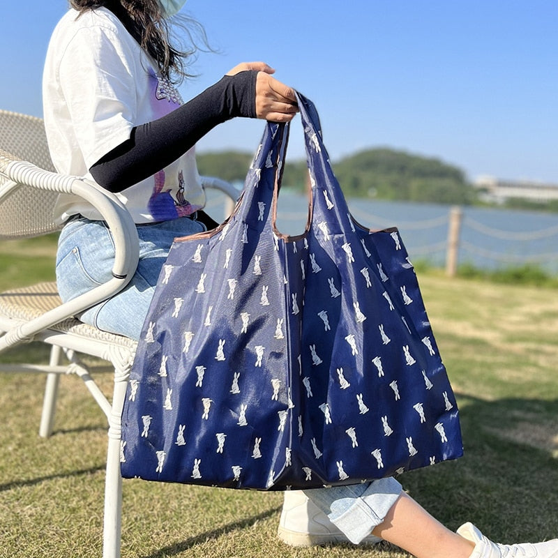 Reusable Large Cartoon Folding Washable Shopping Bag