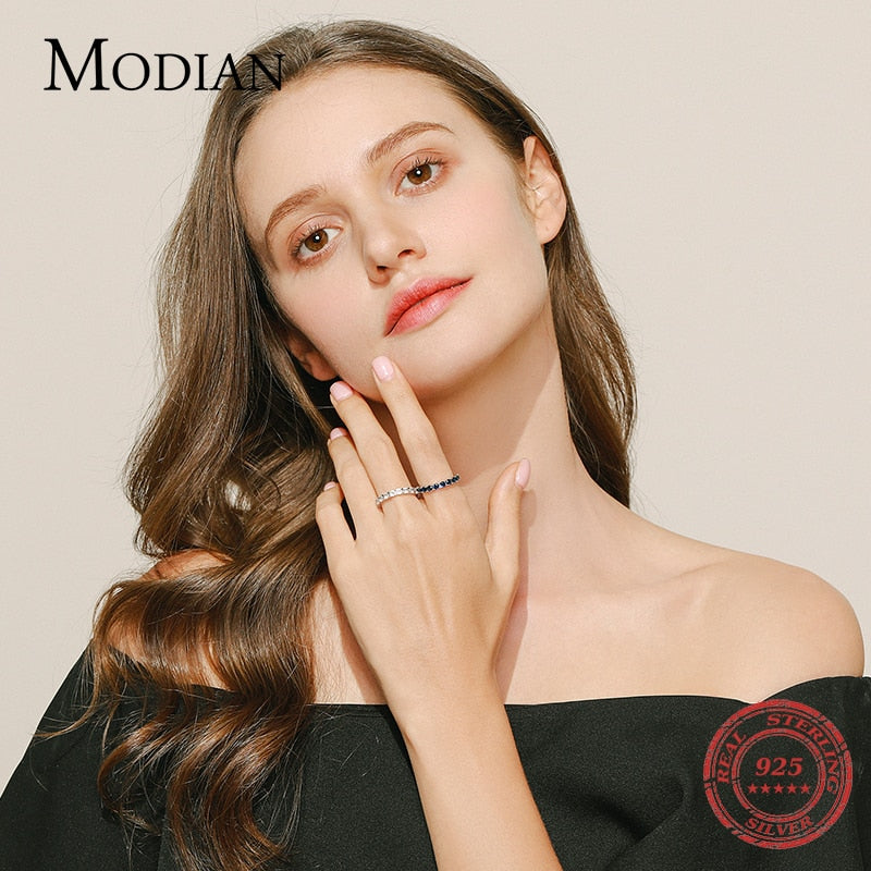 MODIAN Luxury Sparkling Blue Cubic Zirconia Ring