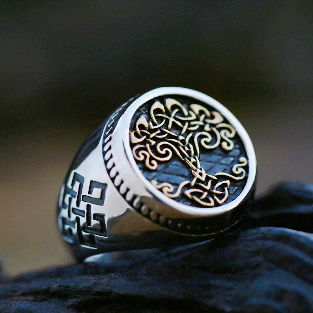 Vintage Viking Tree Of Life Nordic Mythology Stainless Steel Ring