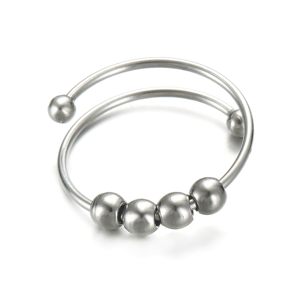 Skyrim Stainless Steel Rotate Beads Anxiety Adjustable Ring