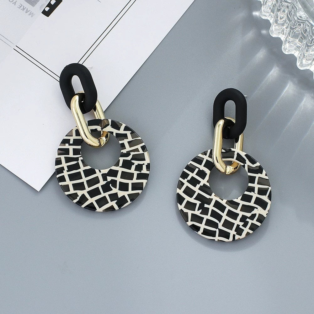 Zebra Pattern Acrylic Earrings