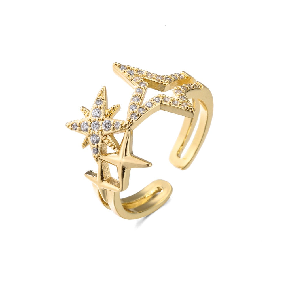 Trendy Gold Color Copper Geometric AAA Cubic Zirconia Ring