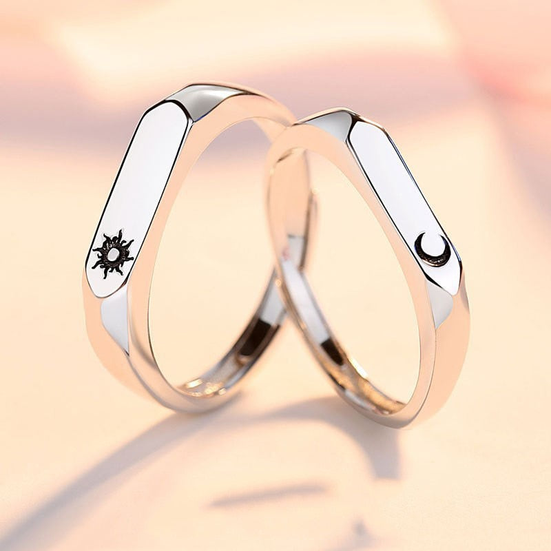 2Pcs/set Black White Romantic Couple Rings