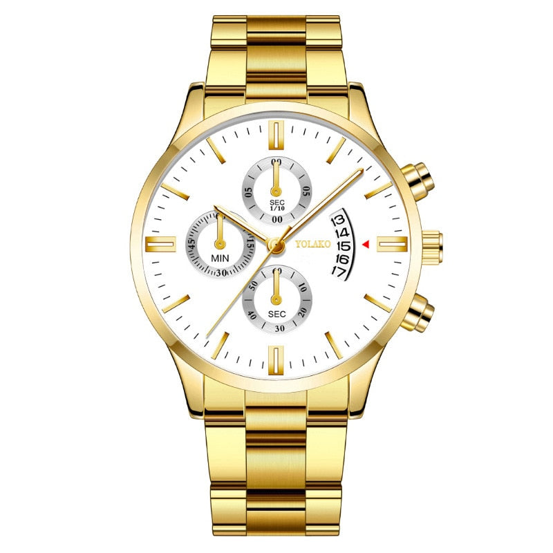 Luxury Calendar Quartz Stainless Steel Watch