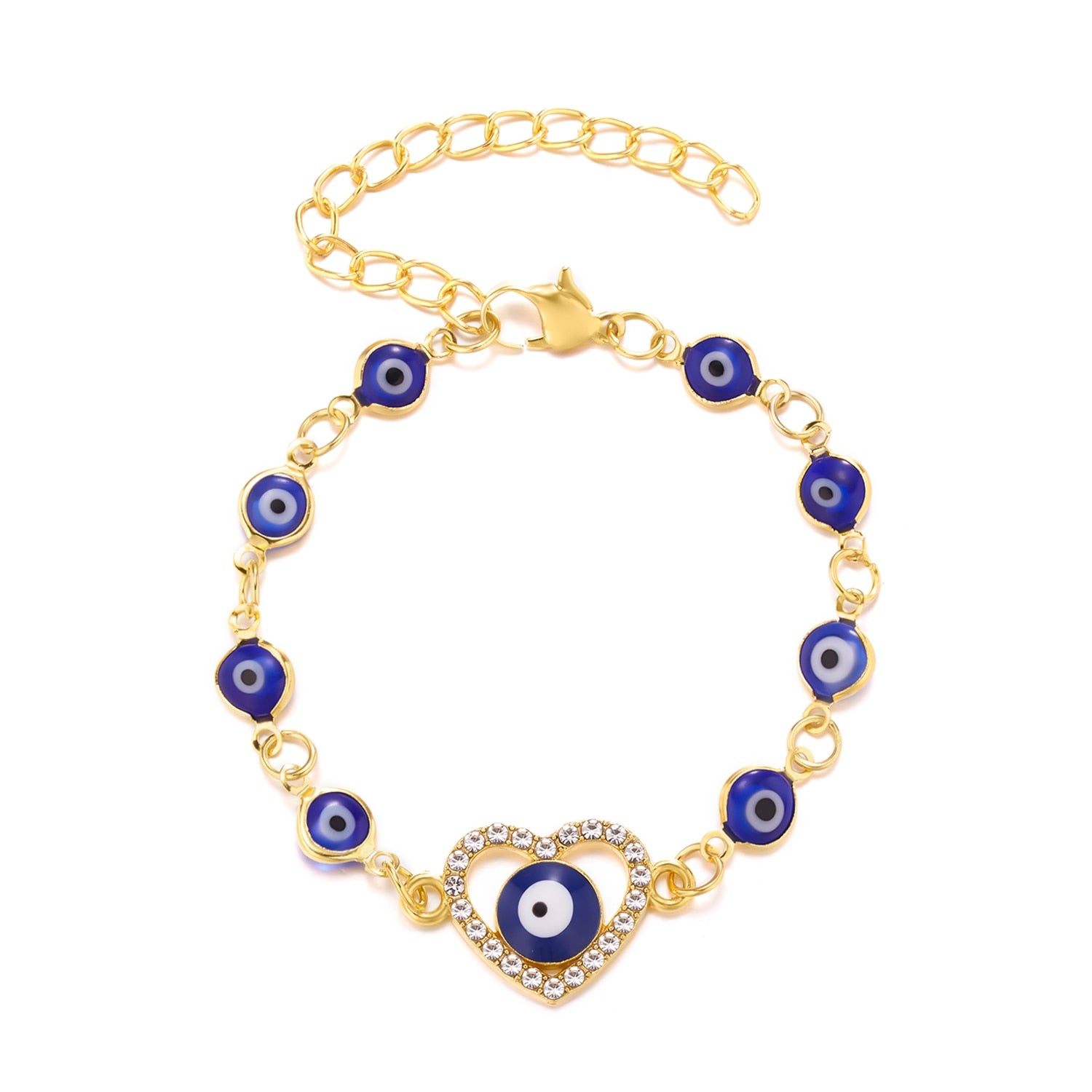 Lucky Turkey Evil Eye Bracelet Colorful Adjustable Metal Chain Bracelet