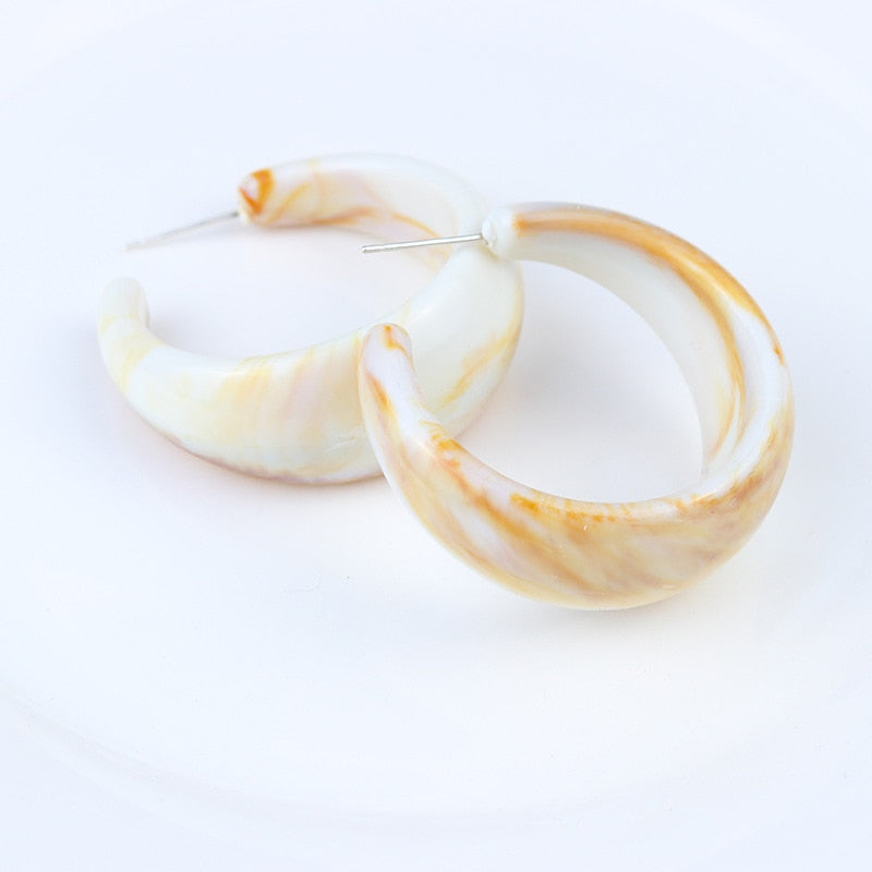 Korean style candy colors C-shaped earrings