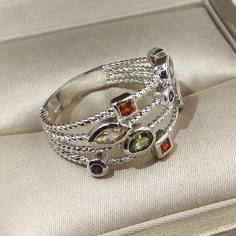 Hollow Silver Color Ring