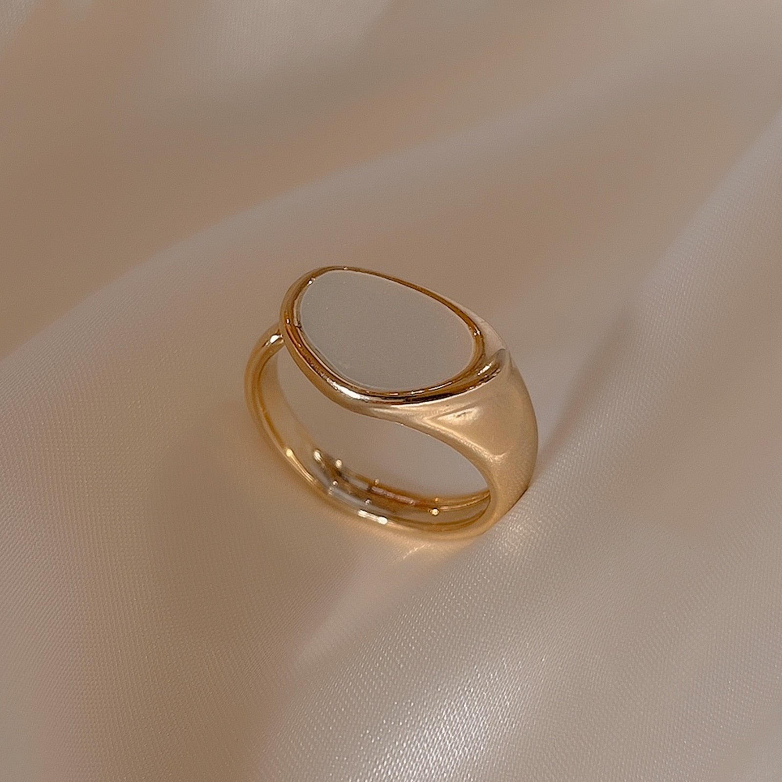 LATS French Retro Drop Glaze Gold Color Open Ring