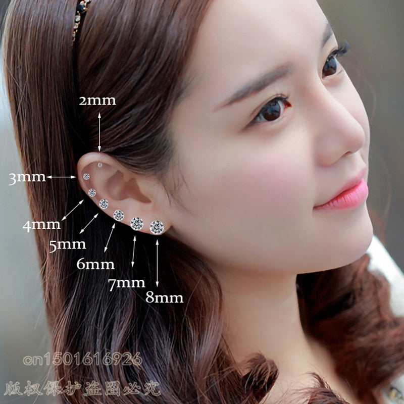 Stainless Steel 4 Color CZ Zircon korean Earrings
