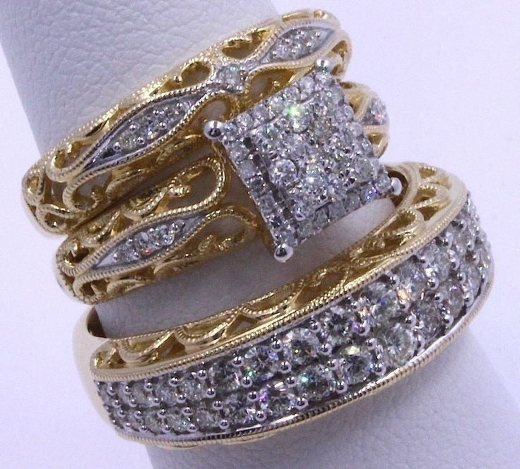 3 pcs/set Fashion Colorful Zircon Inlaid Hollow Metal Ring