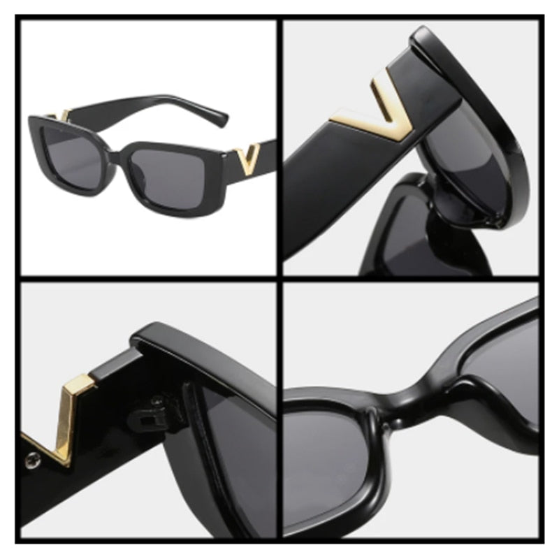 Retro Small Frame Cat Eye Sunglasses with Metal Hinges