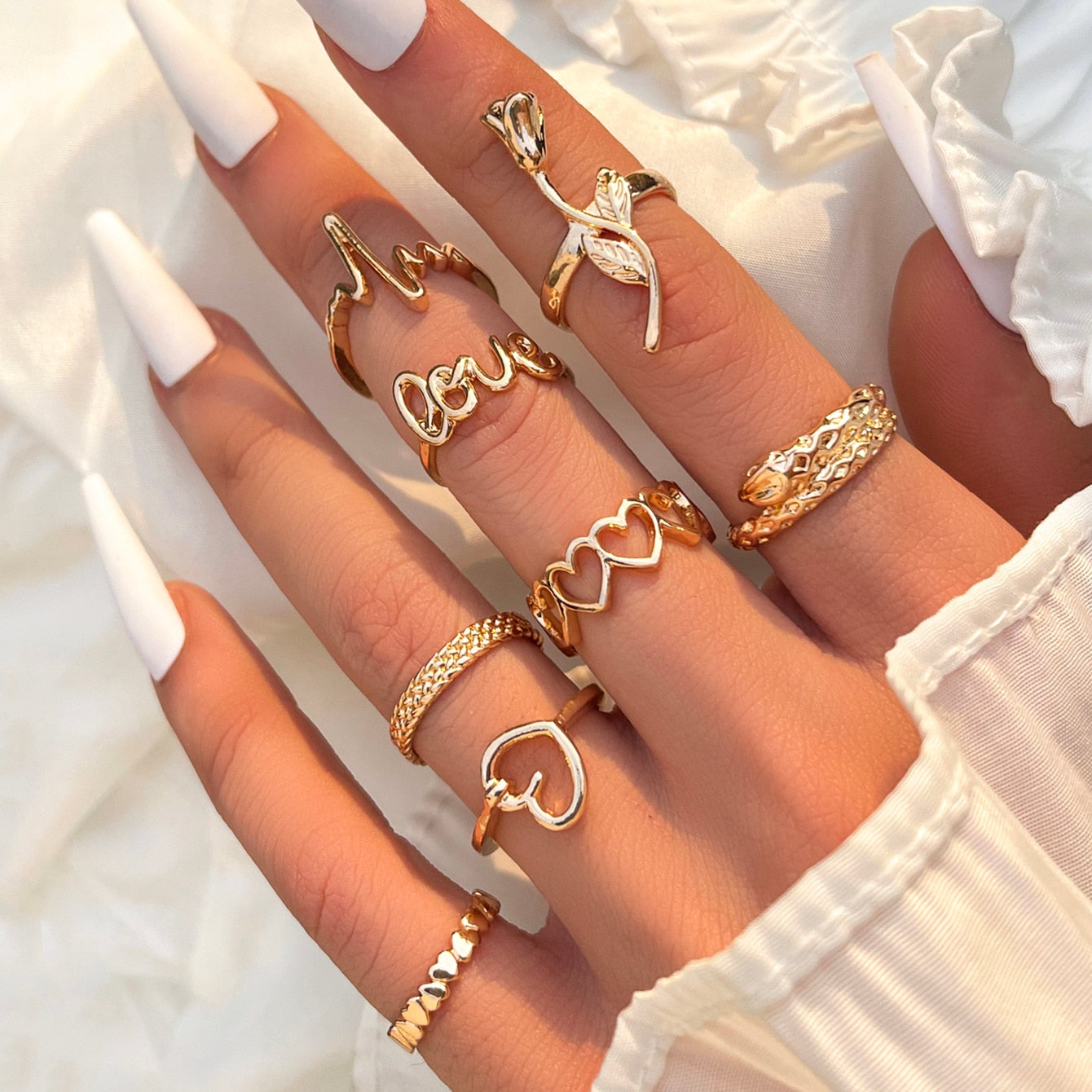 Aprilwell Cute Pink Butterfly Ring Set for Women