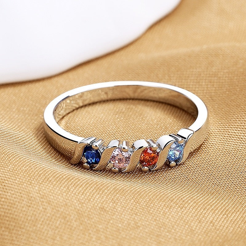 Luxury Multicolor Eternity Promise CZ Crystal Zircon Ring