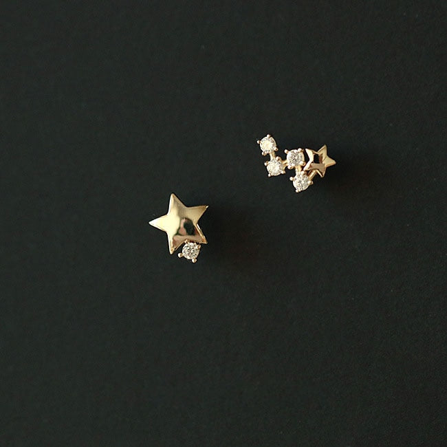 925 Sterling Silver Crystal Four-Pointed Star Earrings