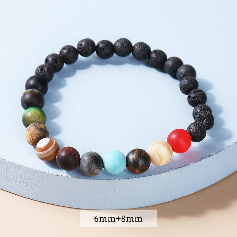 JD Natural Stone Eight Planets Bead Bracelet