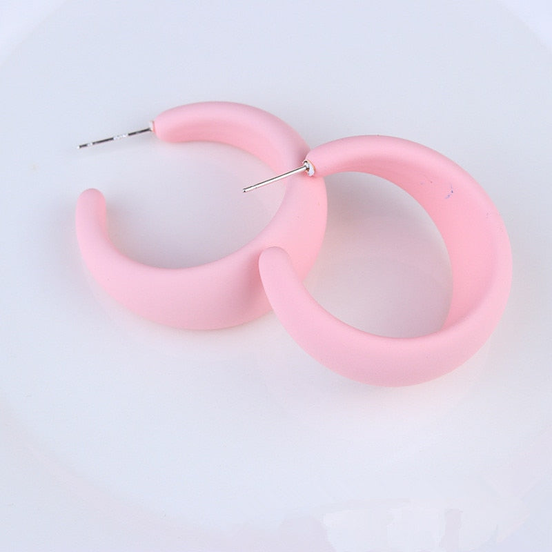 Korean style candy colors C-shaped earrings