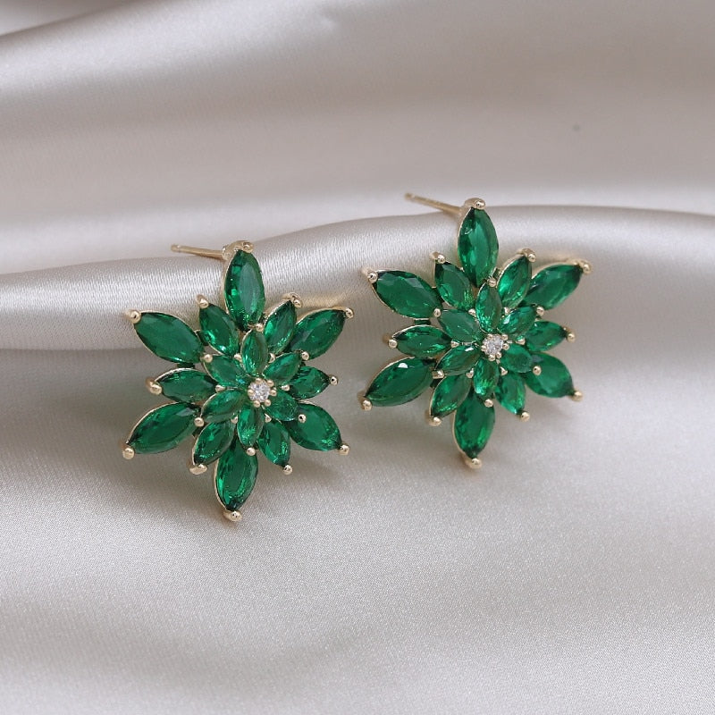 Korea New Design Luxury Zircon Flower Earrings
