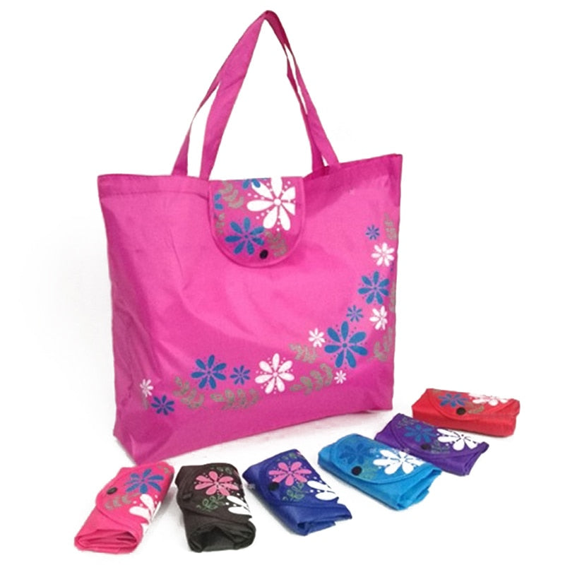 Foldable Large Capacity Portable Casual Floral Colorful All-match Buckle Shopping Bag