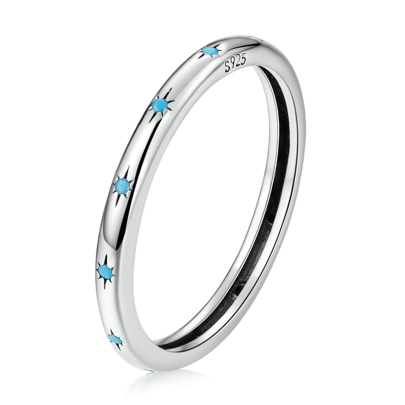BAMOER 925 Sterling Silver Star Turquoise Ring