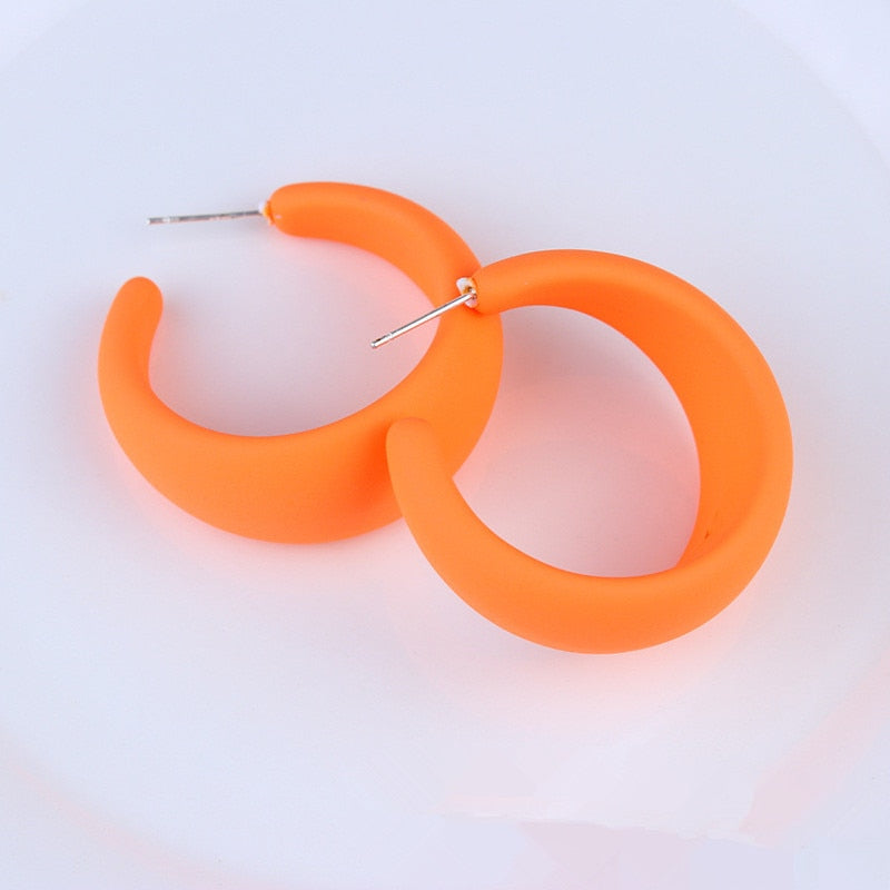 Korean style candy colors C-shaped earrings