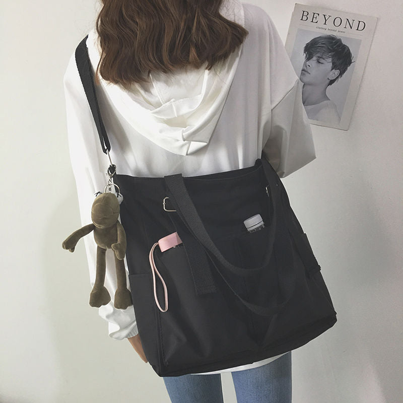 Simple Zipper Nylon Waterproof Large Capacity Tote Bag