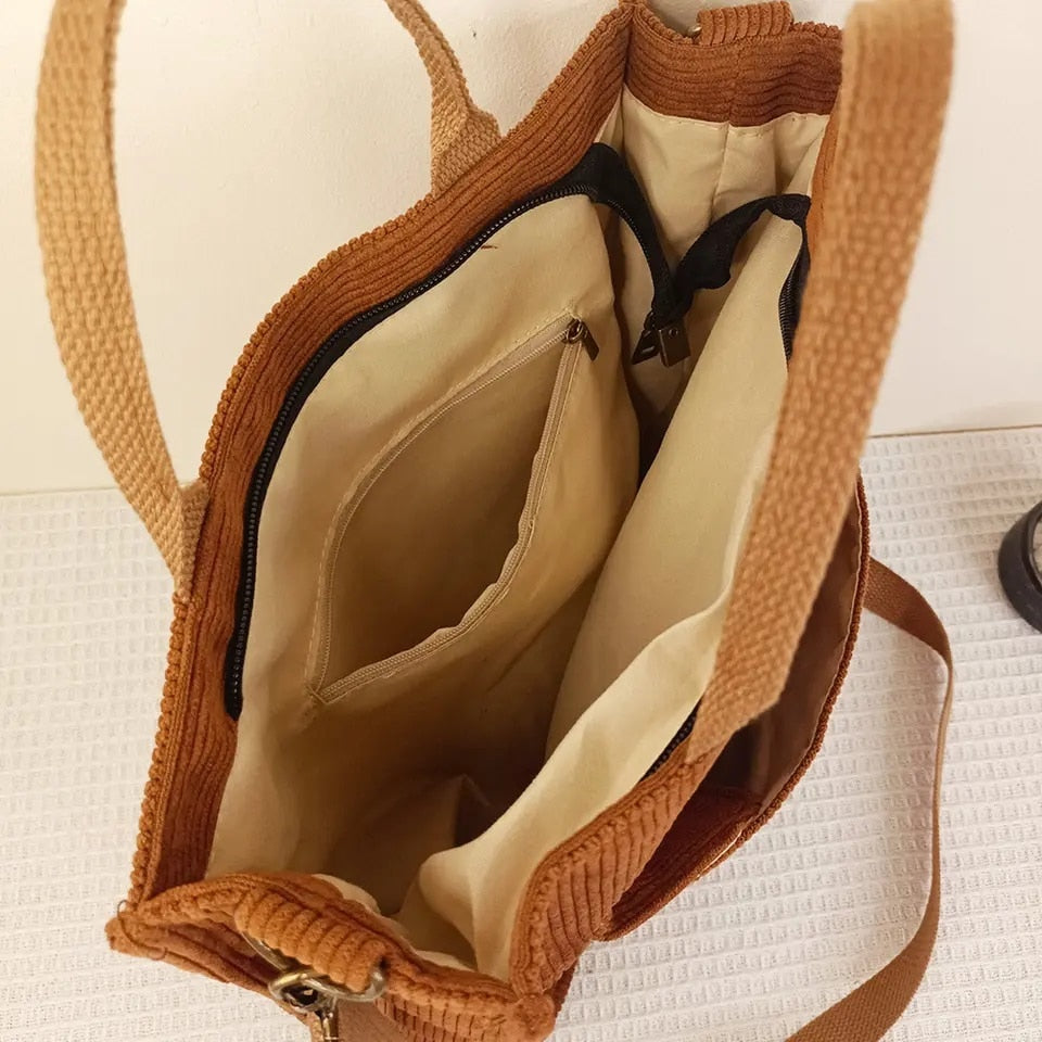 Corduroy Foldable Washable Canvas Crossbody Bag