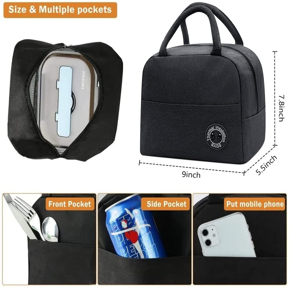 Lunch Bag Cooler Tote Portable Insulated Thermal Canvas Bag Unisex