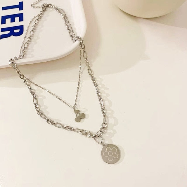 Kpop Vintage Metal Heart Neck Chains Choker Grunge Necklaces