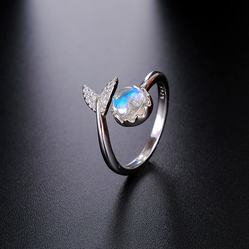 Ekopdee Trendy Silber Farbe Nette Ozean Fisch Meerjungfrau Schwanz Ringe Für Frauen Hochzeit Engagement Kristall Finger Ring Schmuck Party