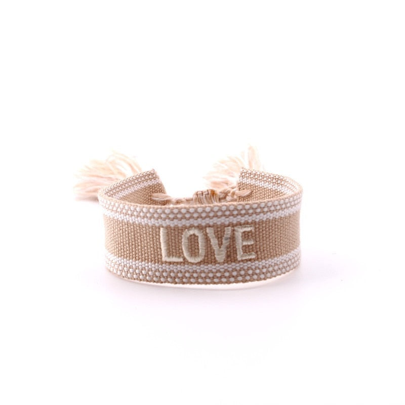 Bohemia Embroidery Letters Woven Tassel Bracele