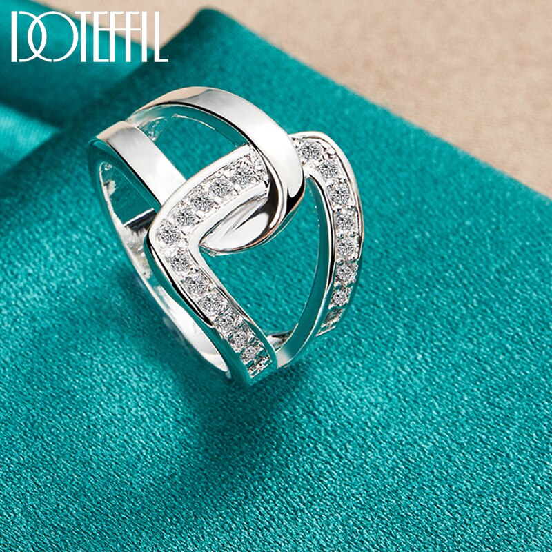 DOTEFFIL 925 Sterling Silver Geometry AAAAA Zircon Ring