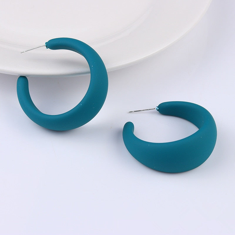 Korean style candy colors C-shaped earrings