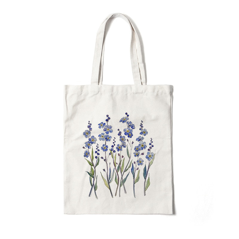 Floral Canvas Reusable Tote Bag