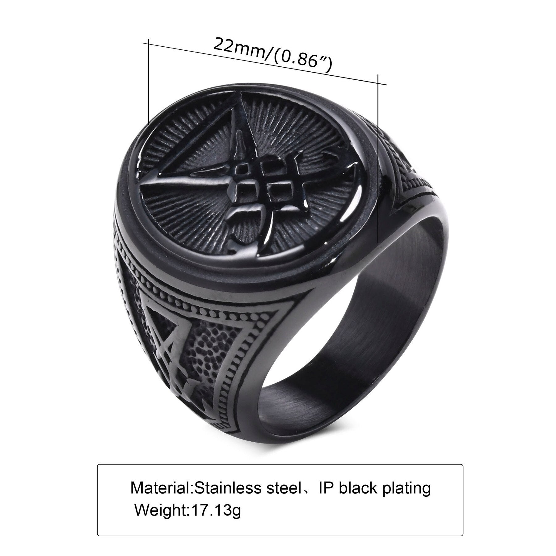 Vnox Sigil of Lucifer Stainless Steel Satan Demon Devil Symbol Signet Ring