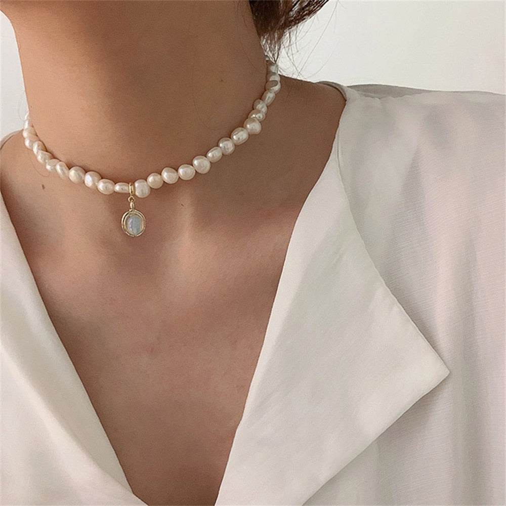 IFMIA Korean Fashion Pearl Chain Heart Choker Necklace