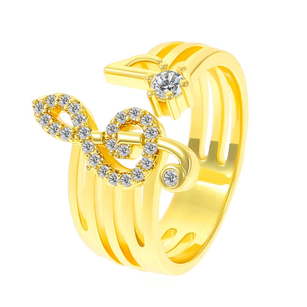 Korean Fashion Micro-set Zircon Music Note Ring