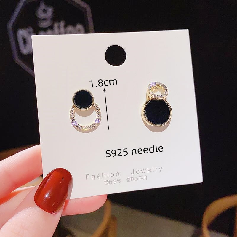 Big Black Flower Hanging Earrings For Women Exaggerated Rock Personality