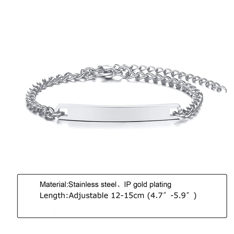 Custom Personalized Name Baby ID Stainless Steel Bracelet